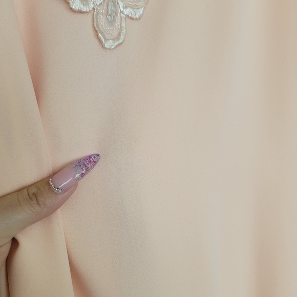 Vntg 1960s Le Art Embellished Neckline Sleeveless Midi Chiffon Shift Dress Sz 16 - Picture 8 of 17